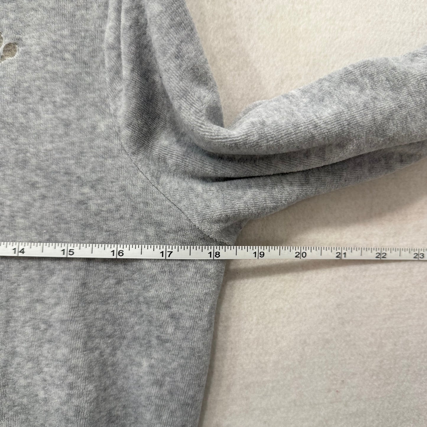 Vintage Juicy Couture Gray Velour Full Zip Hoodie w/ Back JC Emblem Size L
