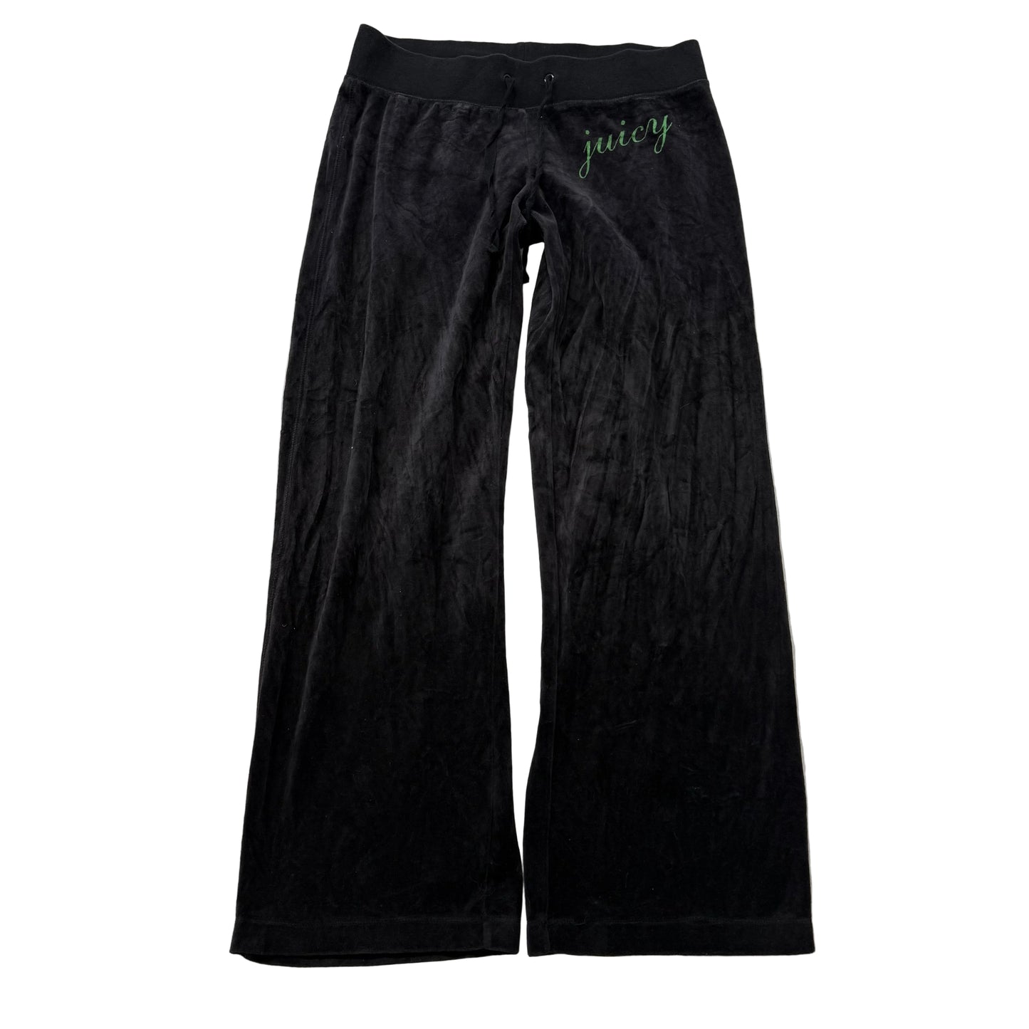 Juicy Couture Women's Faded Black Velour Flare Track Pant Loungewear Logo Size M