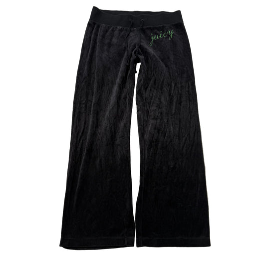 Juicy Couture Women's Faded Black Velour Flare Track Pant Loungewear Logo Size M