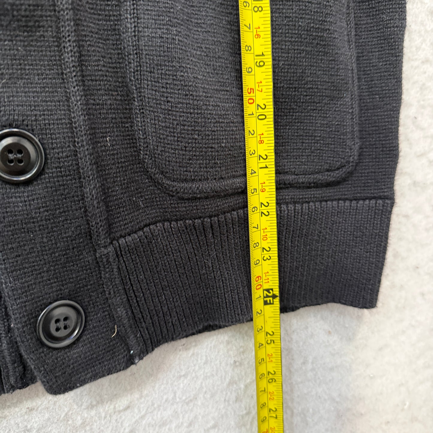 J. Crew Men's Black 100% Cotton Shawl Collar Cardigan Sweater Pockets Size S