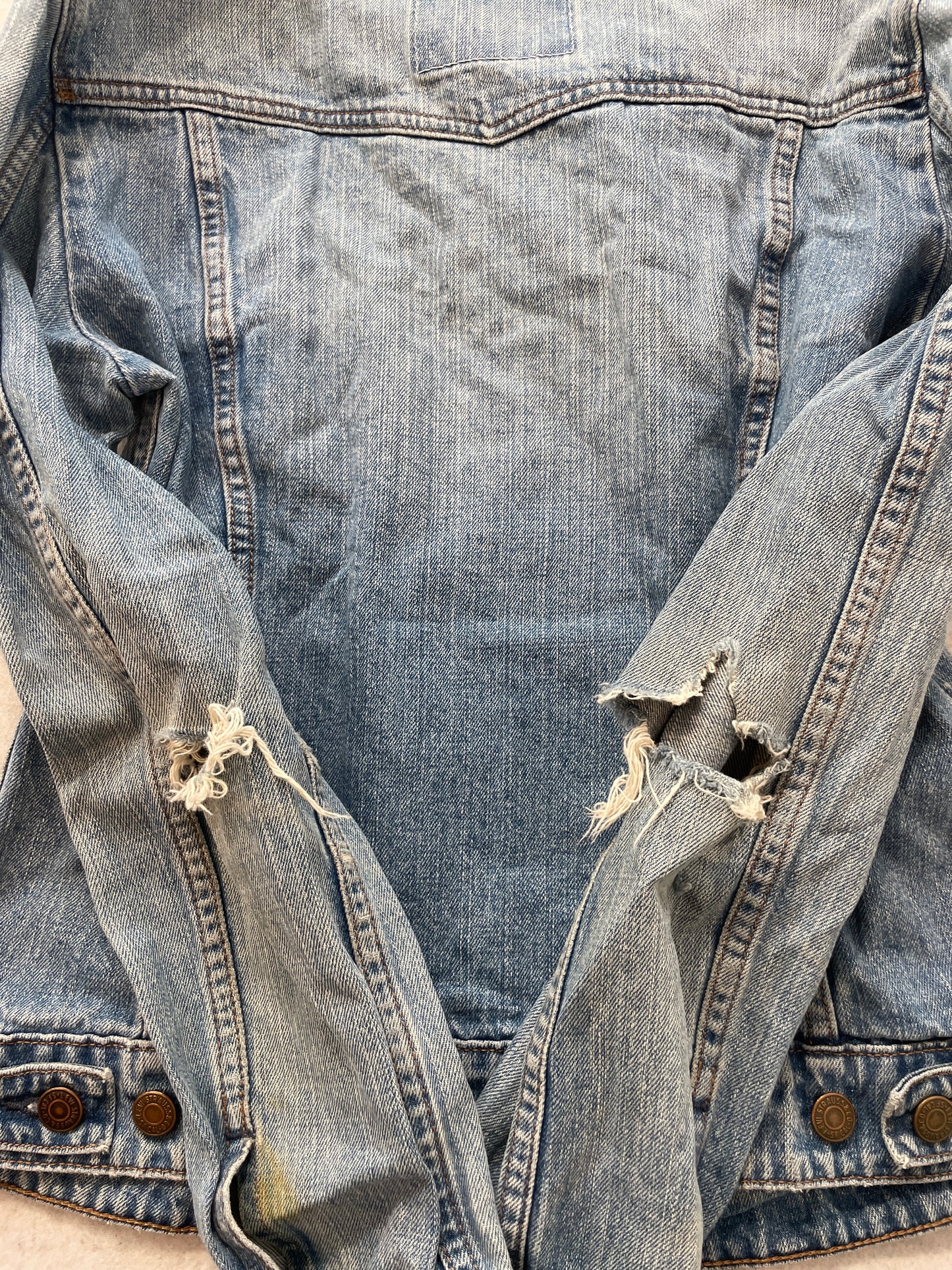 Levi's Women's Blue Denim Trucker Jacket Light Wash Distressed Classic Size M