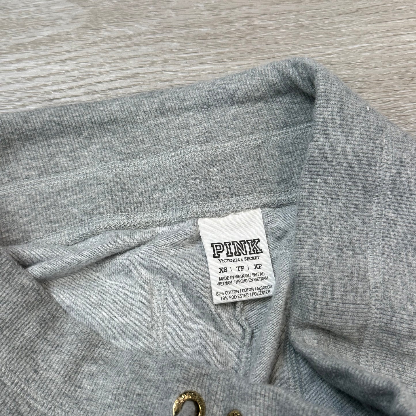 Victoria's Secret PINK Women's Gray Velour Flared Track Pant Sequin Logo Size XS