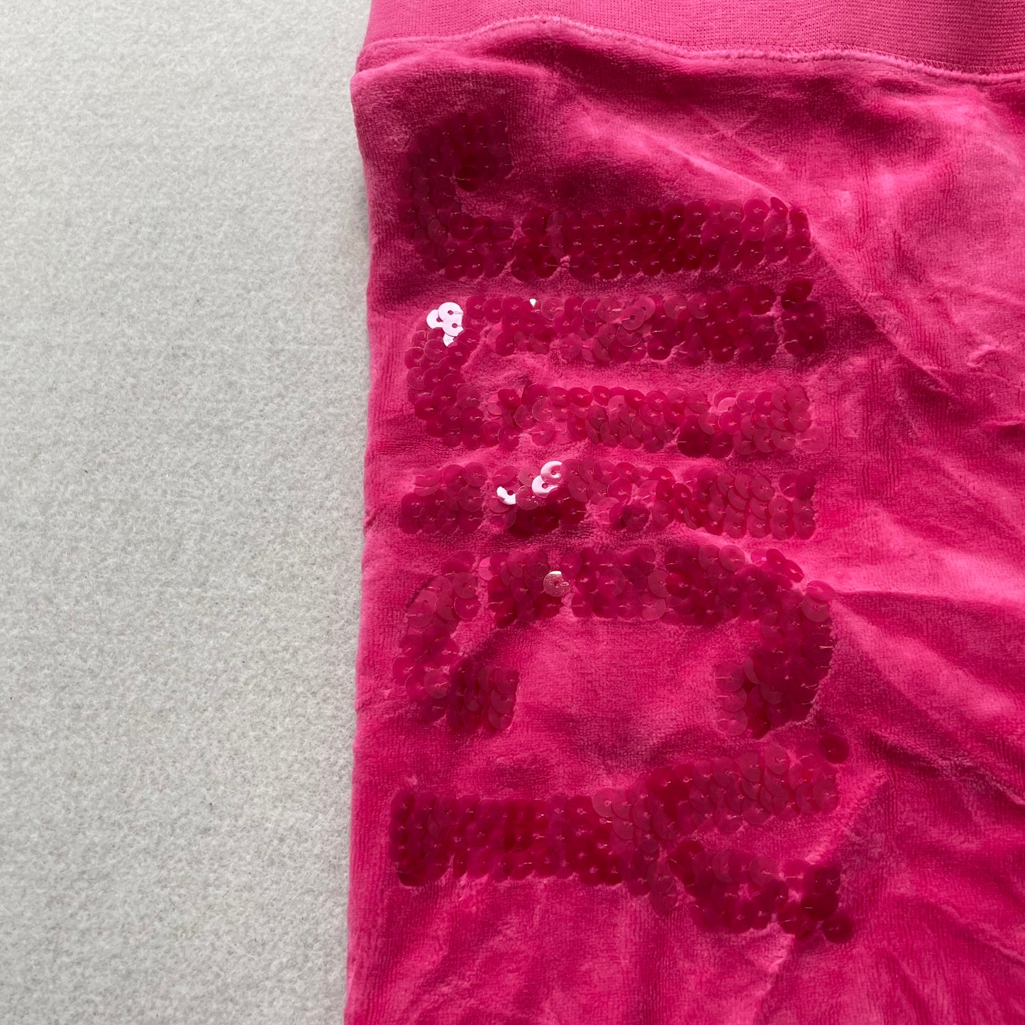 Juicy Couture Women's Hot Pink Velour Flared Leg Track Pant Sequins Logo Size XL