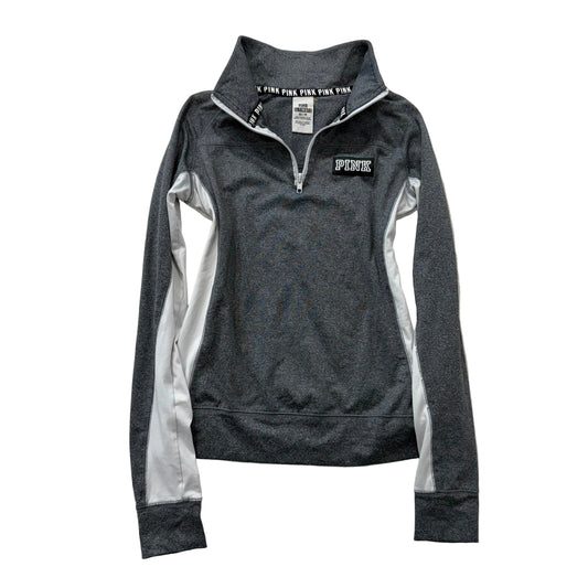 Vintage Victoria’s Secret PINK Gray Quarter Zip Pullover Athletic Top Size XS