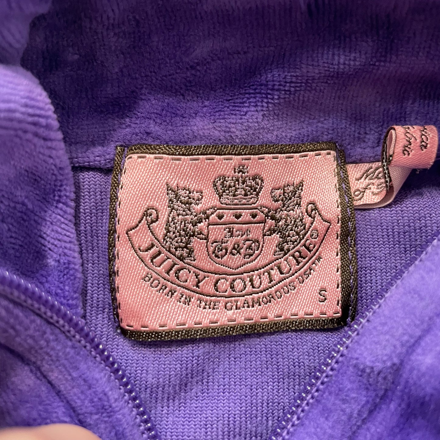 Vintage Juicy Couture Scottie Dogs Women Royal Purple Velour Track Jacket Size S