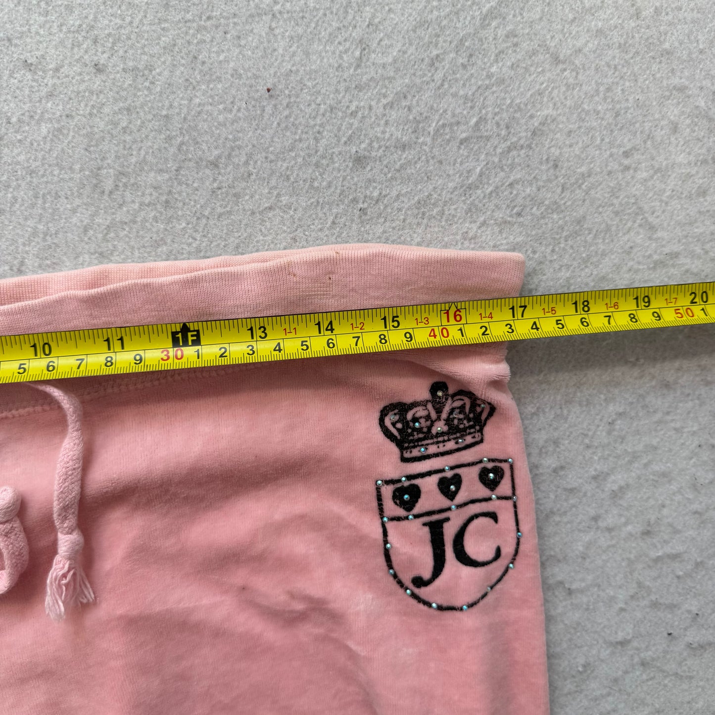 Vintage Juicy Couture Women Pink Velour Flared Track Pant Drawstring Logo Size S