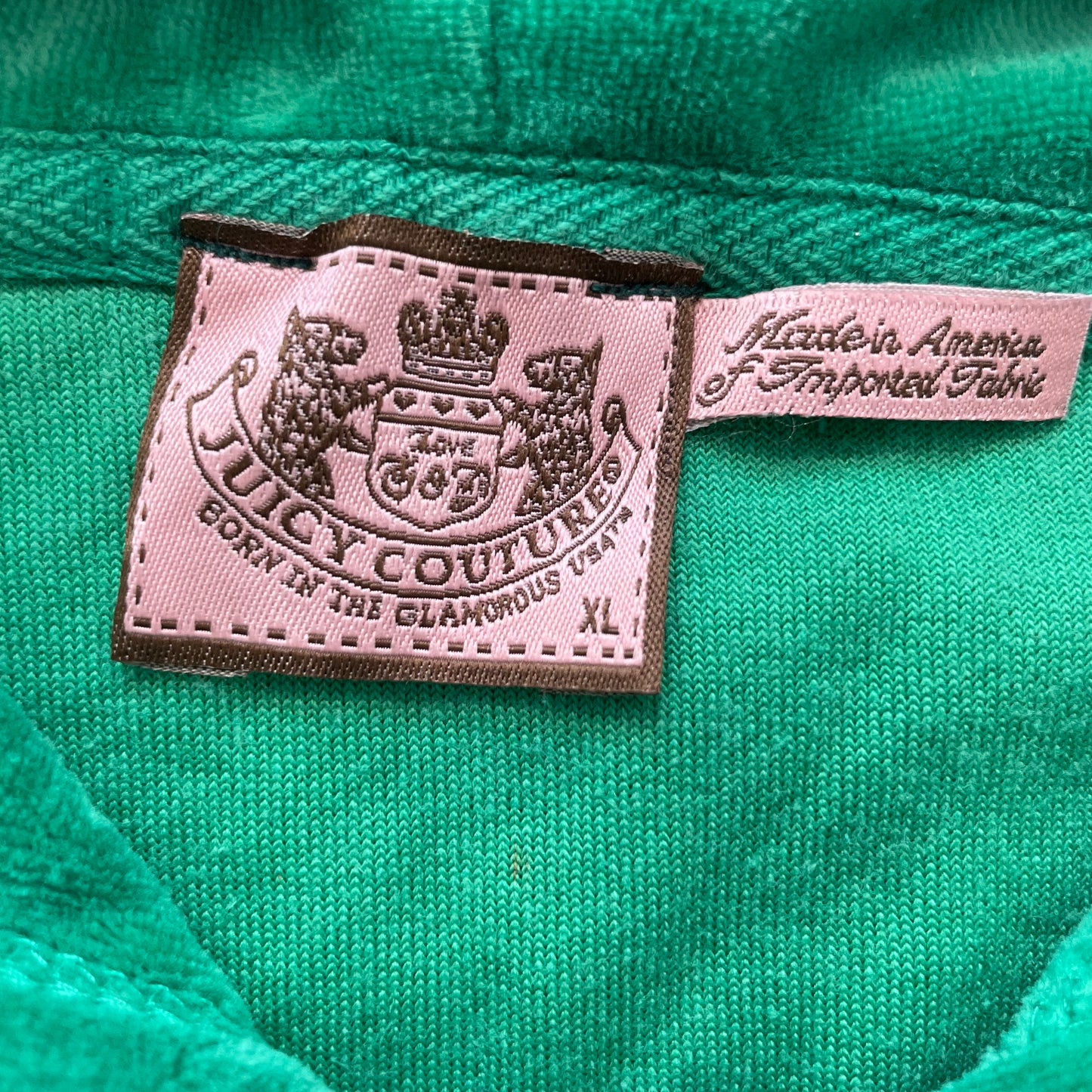 Juicy Couture Women's Green Velour Zip-Up Hoodie Loungewear Pockets Y2k Size XL