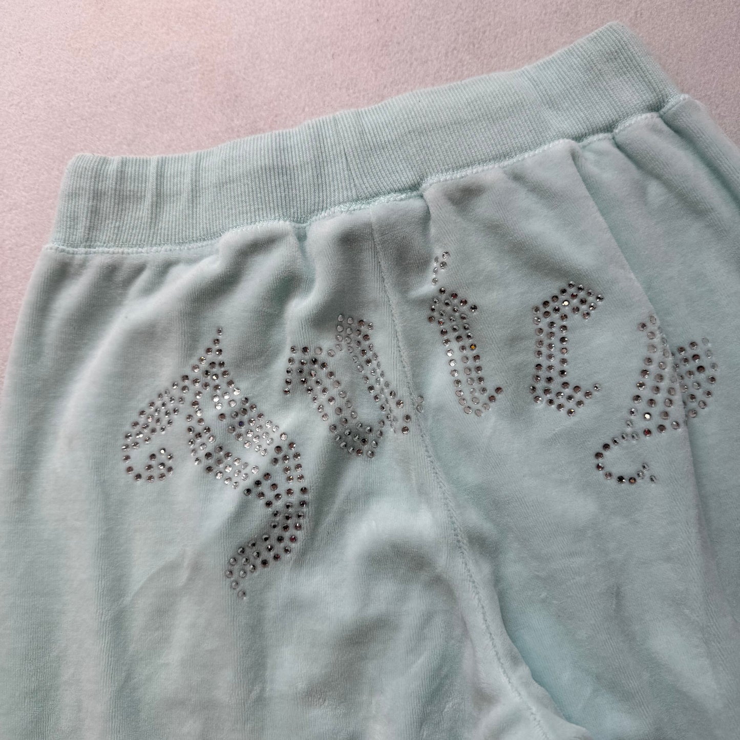 Juicy Couture Forever 21 Women's Mint Velour Flared Track Pant Rhinestone Size S