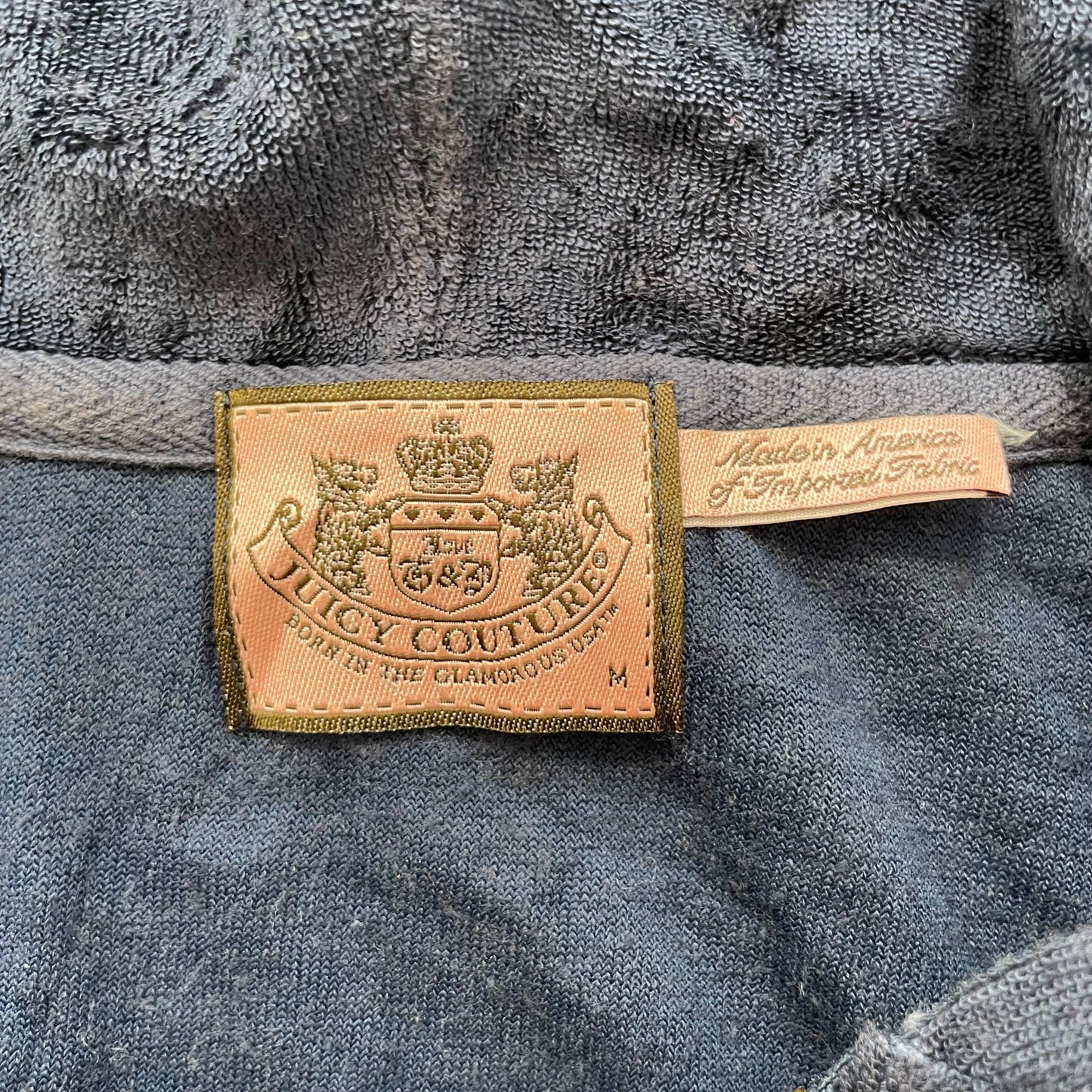 Juicy Couture Women Navy Velour Hooded Dress Short Sleeve Kangaroo Pocket Size M