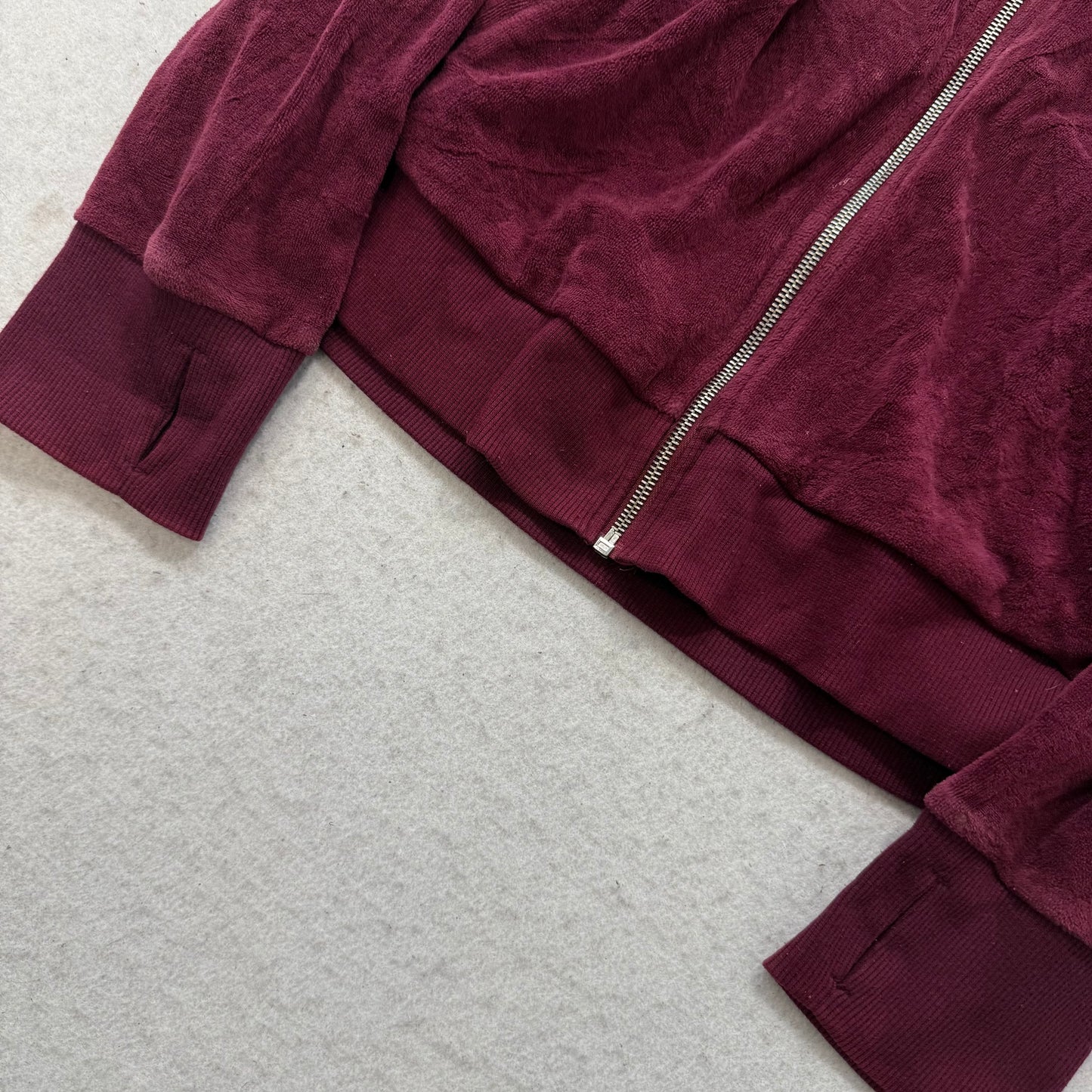 Bebe Sport Women's Burgundy Velour Zip-Up Track Jacket Embroidered Logo Size XL
