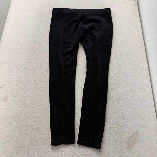 Vintage Juicy Couture Womens Black Velour Track Pant Ankle Zip Elastic Waist - S