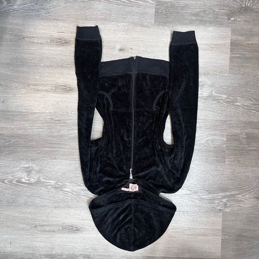 Vintage Juicy couture “Scottie Dogs” velour Charcoal black rhinestone zip up jacket size M