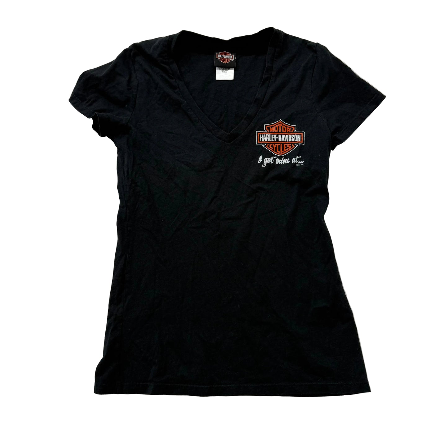 Harley-Davidson Women's Black T-Shirt Short Sleeves V-Neck Graphic Tee Size S