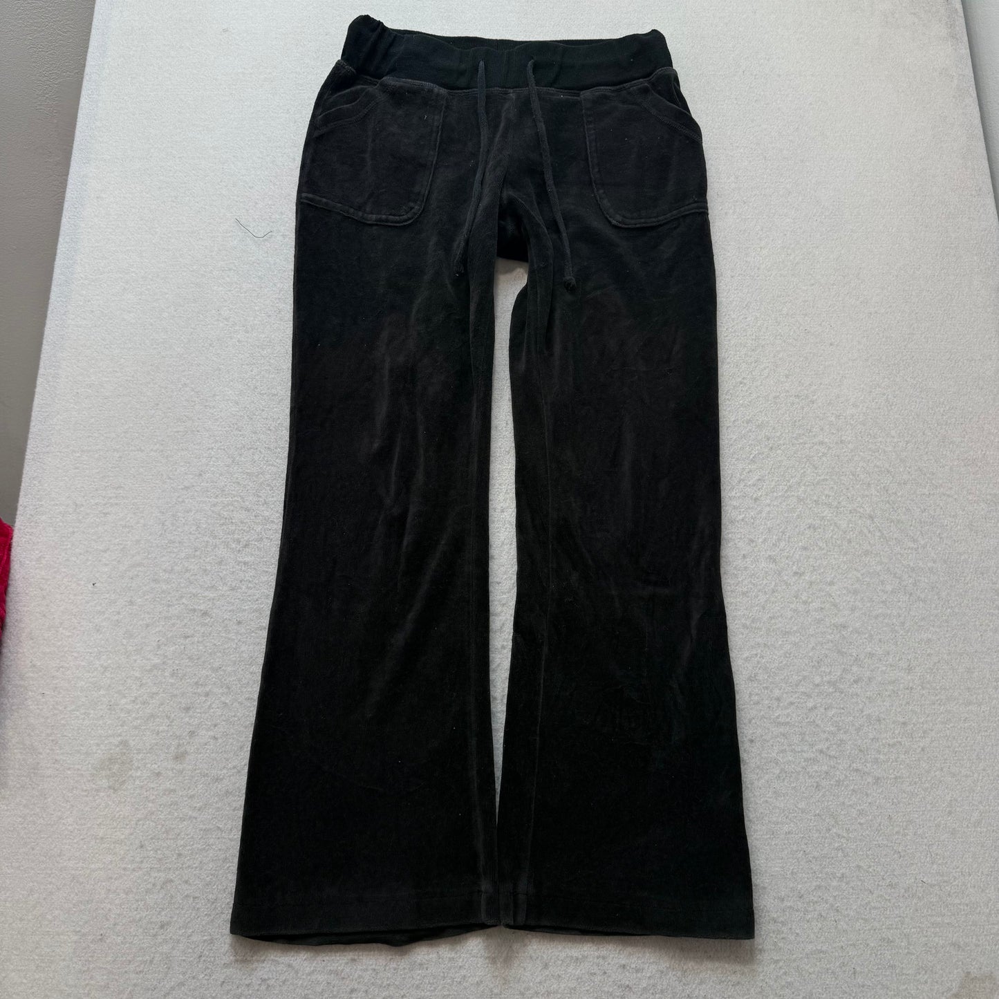 Juicy Couture Women's Black Velour Tracksuit Set Hoodie & Flared Pant Size M/L