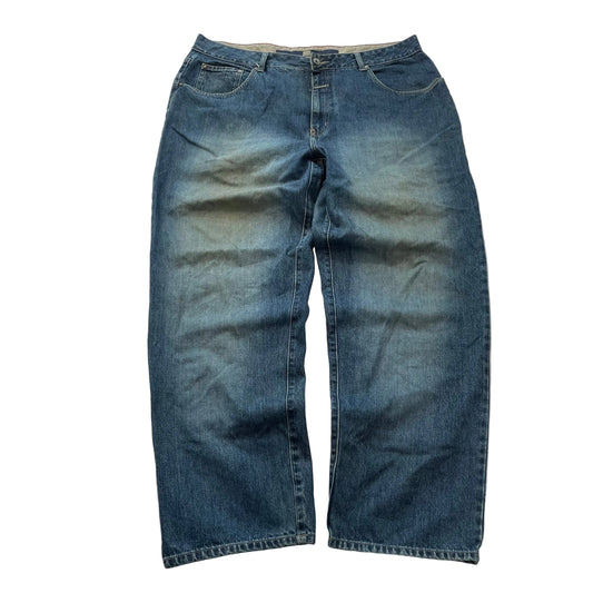 Marithe Francois Girbaud Men's Blue Denim Wide Leg Baggy Jeans Classic Size W40
