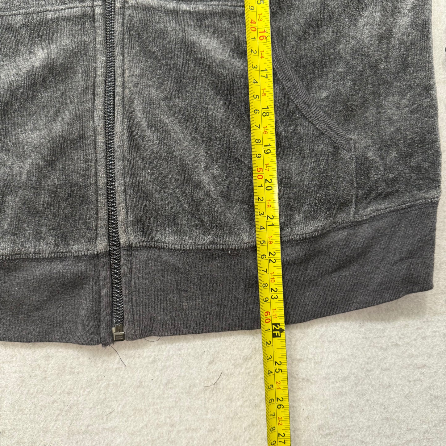 Juicy Couture Womens Charcoal Grey Velour Zip-Up Track Jacket Performance Size M