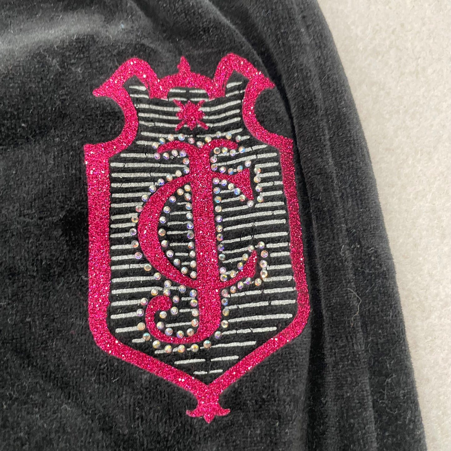 Juicy Couture Women's Black Velour Tracksuit Sets Graphic Hoodie & Pant Size S/L