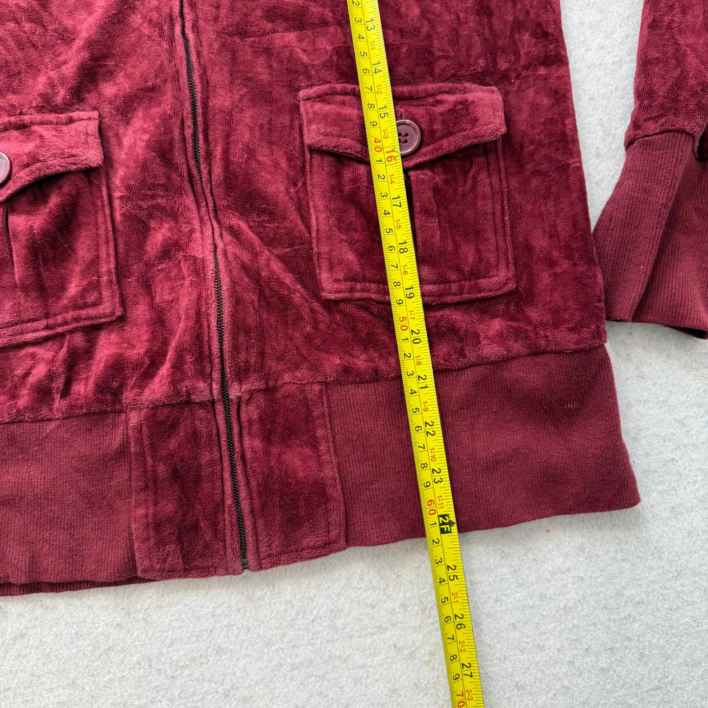 Vintage Juicy Couture “Queen of Couture“ Women's Maroon Zip Up Hoodie Y2K Size L