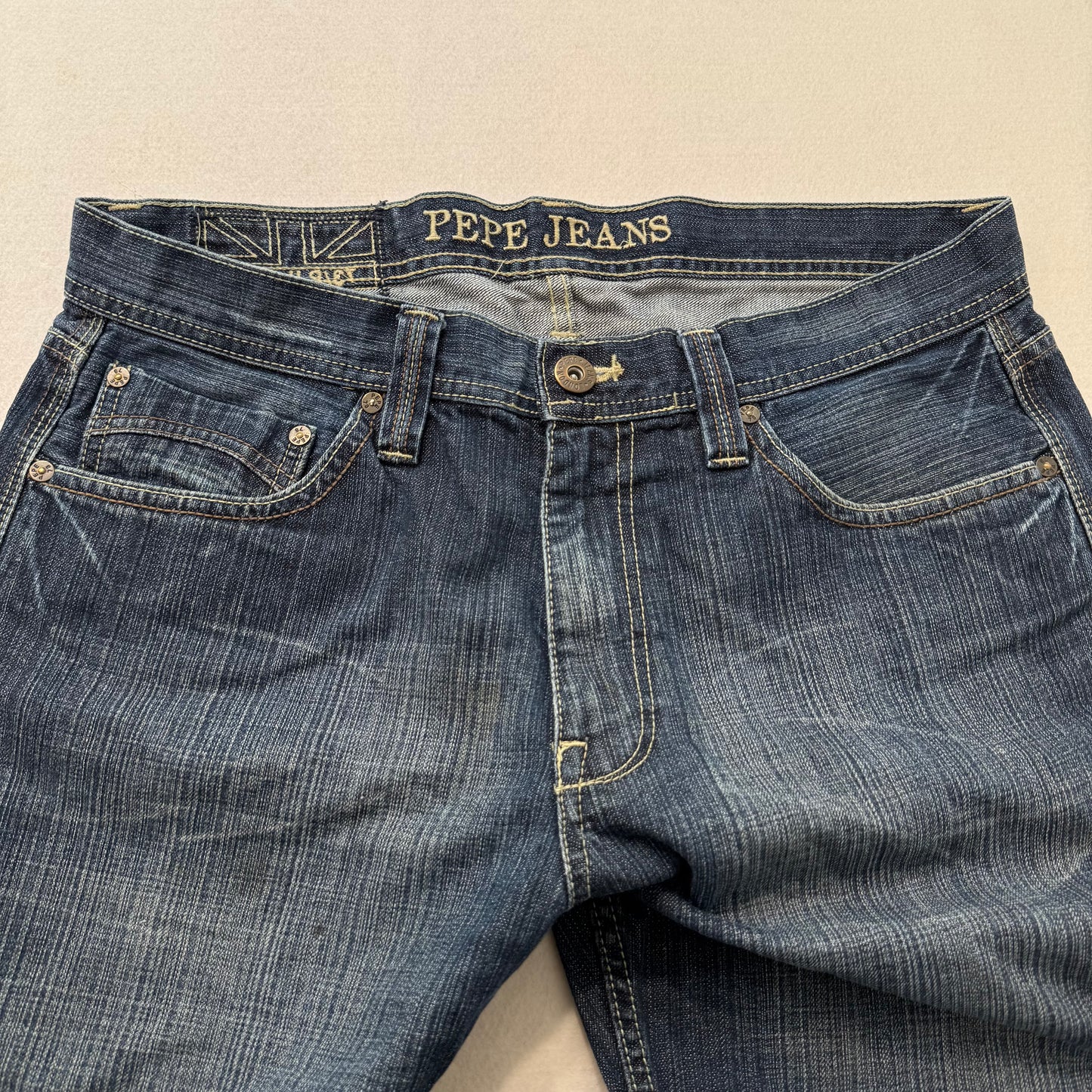 Pepe Jeans dark denim straight leg vintage-style cotton jeans size 36x33 - Clean Curriculums 