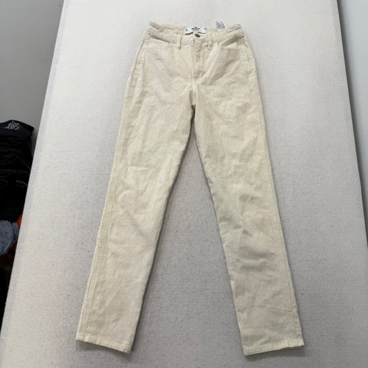 Hollister Women's Cream Corduroy Slim Straight Fit Pant Aesthetic Size 26