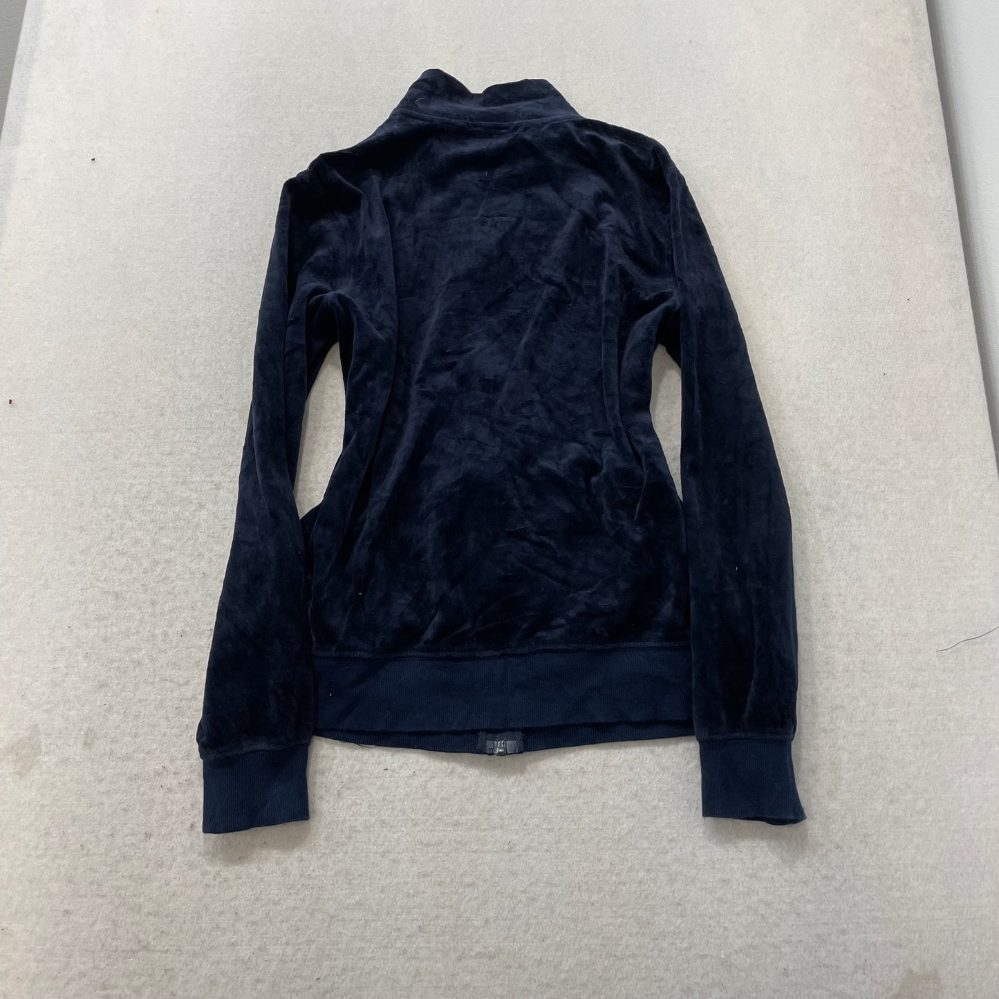 Juicy Couture Women's Navy Velour Full Zip Track Jacket Performance Y2k Size XL
