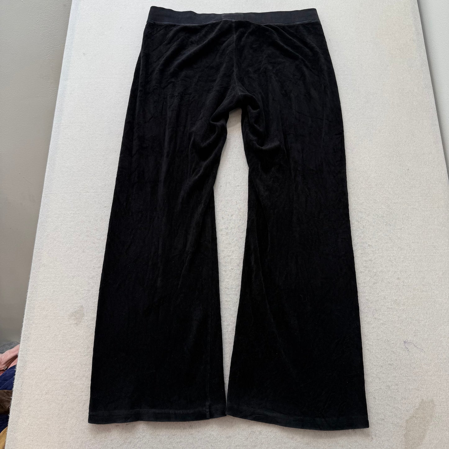 Juicy Couture Women's Jet Black Velour Flared Leg Track Pants Drawstring Size L