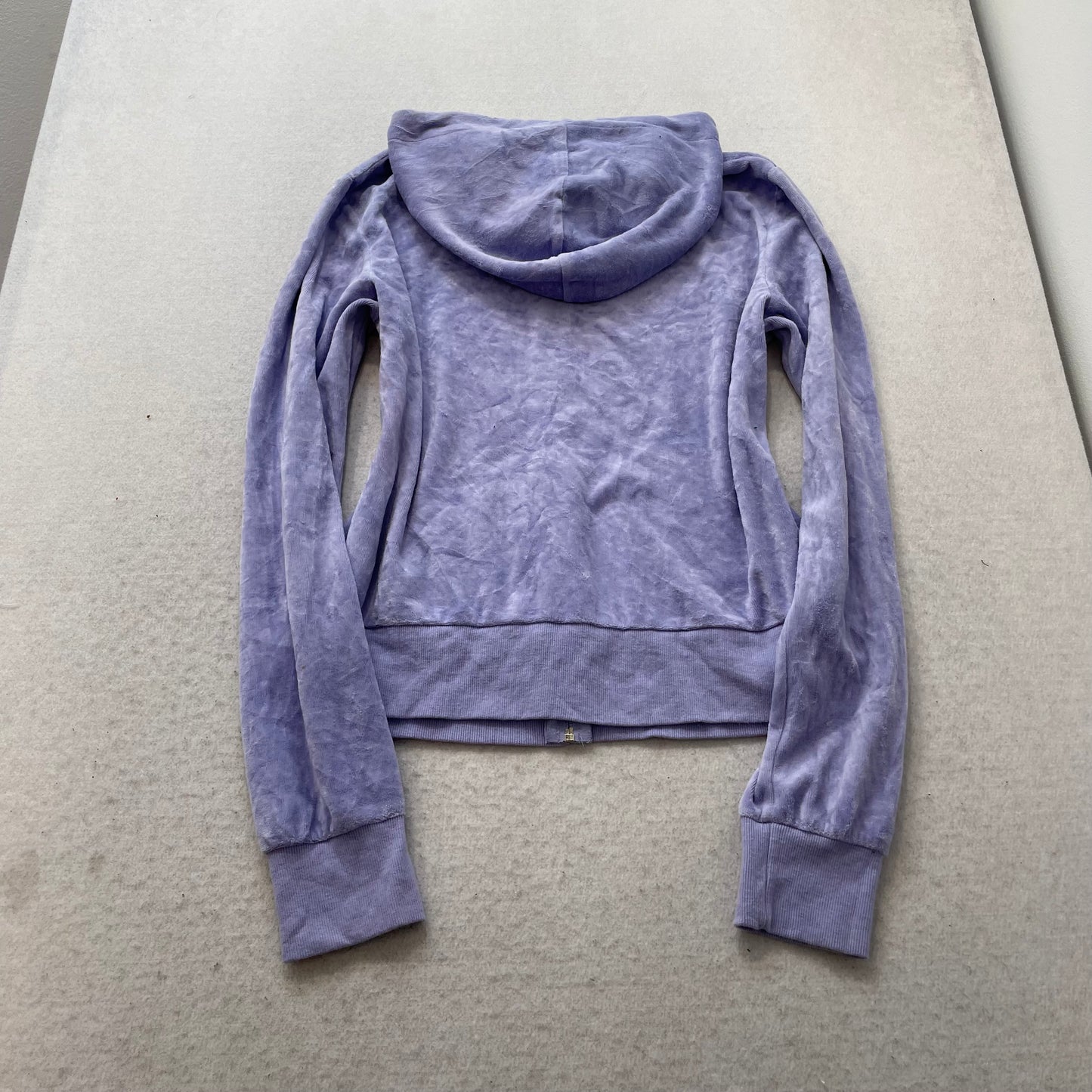 Juicy Couture Women's Lavender Velour Zip-Up Hoodie Drawstring Pockets Size XL