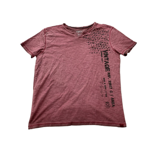 MBX Men's Dusty Rose Cotton T-Shirt Pullover Short Sleeve Notchneck Logo Size M