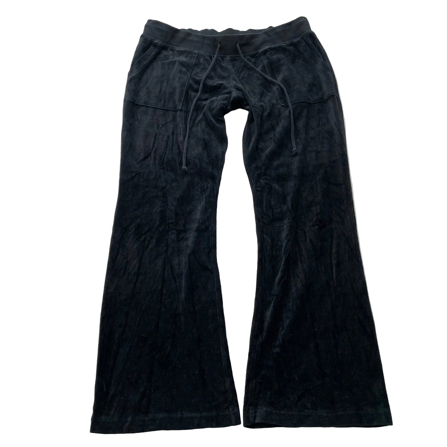 Juicy Couture Women's Black Velour Flared Leg Track Pant Drawstring Y2k Size XL