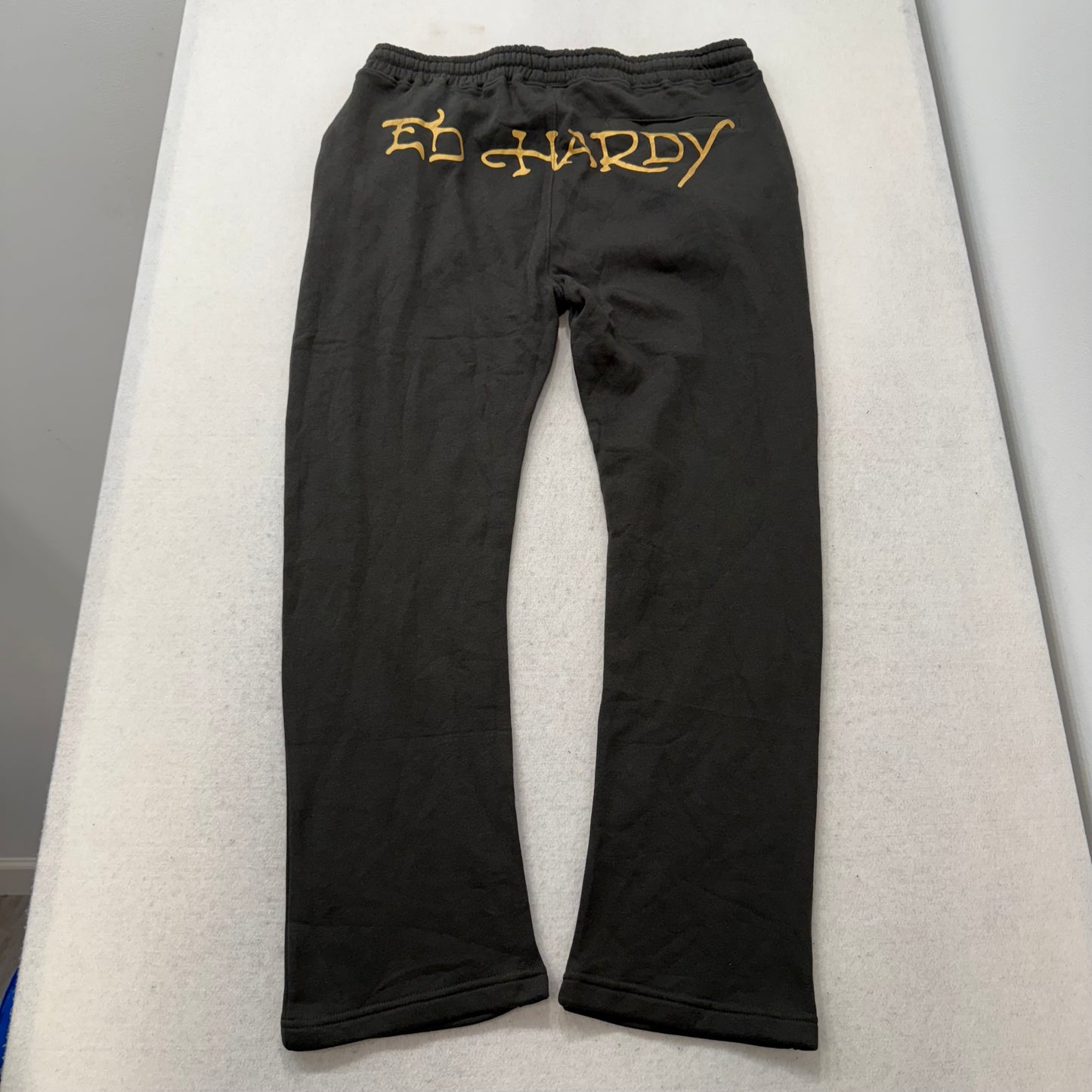 Ed Hardy Women's Black Cotton Straight Leg Sweatpants Skull Graphic Logo Size XL