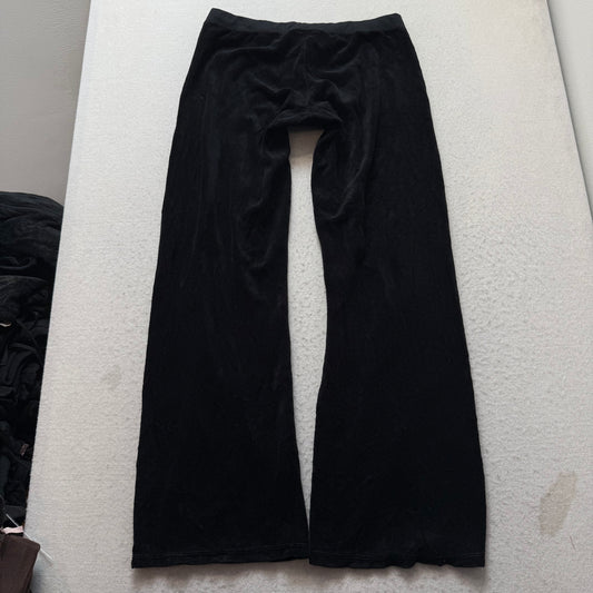 Vintage Juicy Couture Women Black Terrycloth Flared Track Pant Rhinestone Size L