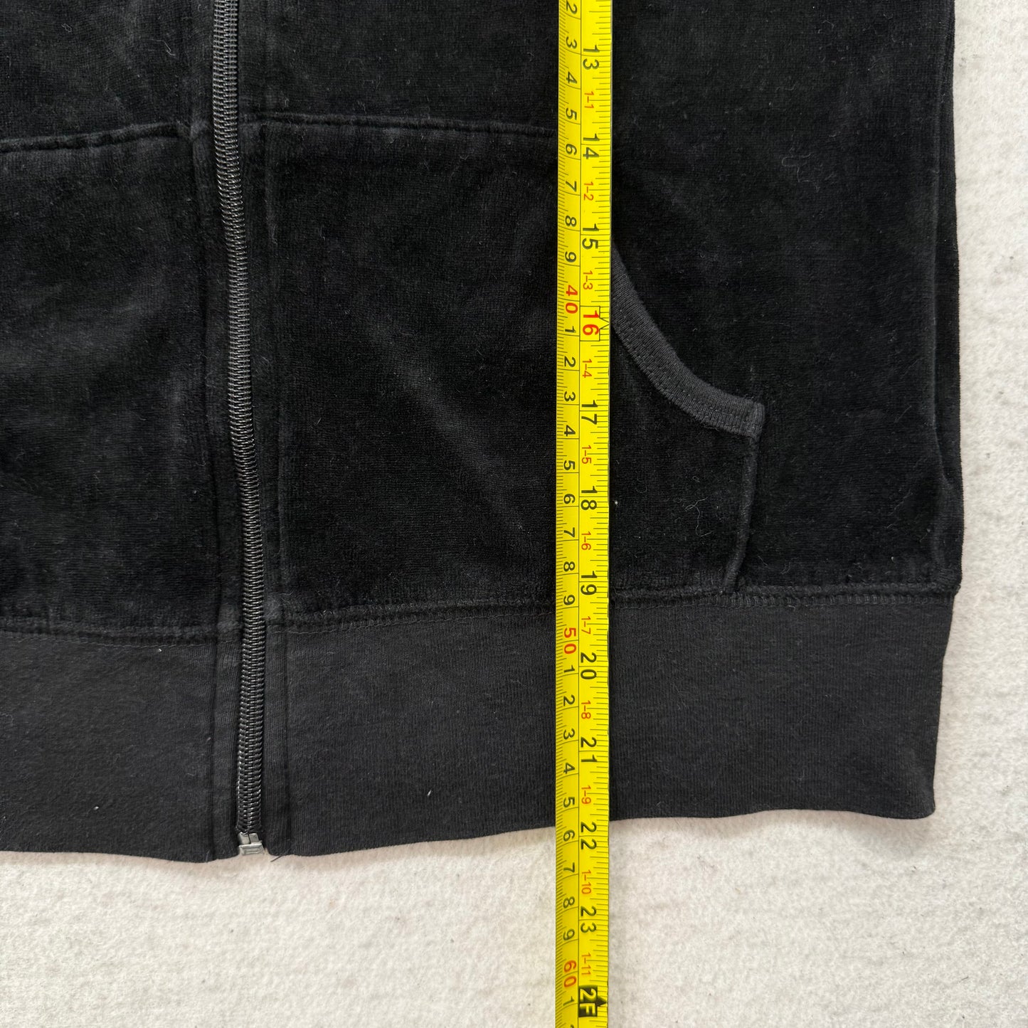 Vintage Juicy Couture Women Black Velour Tracksuit Sets Hoodie & Pant Y2k Size S