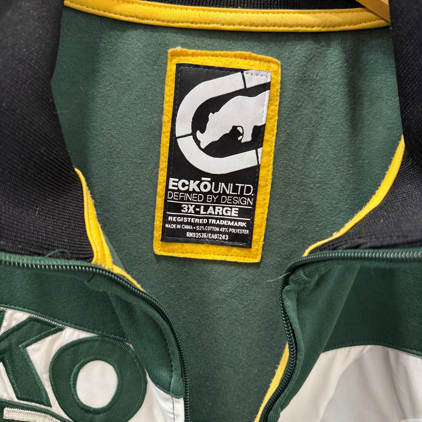 Ecko Unltd Green Colorblock Full Zip Track Jacket Logo Front Pockets Size 3XL