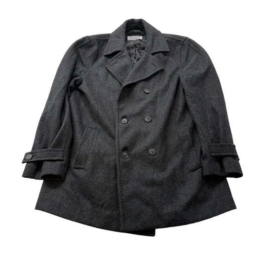 Calvin Klein Mens Charcoal Gray Wool Blend Peacoat Jacket Double Breasted Size M
