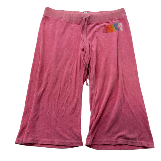 Vintage Juicy Couture pink terry cloth flare capri pants size L