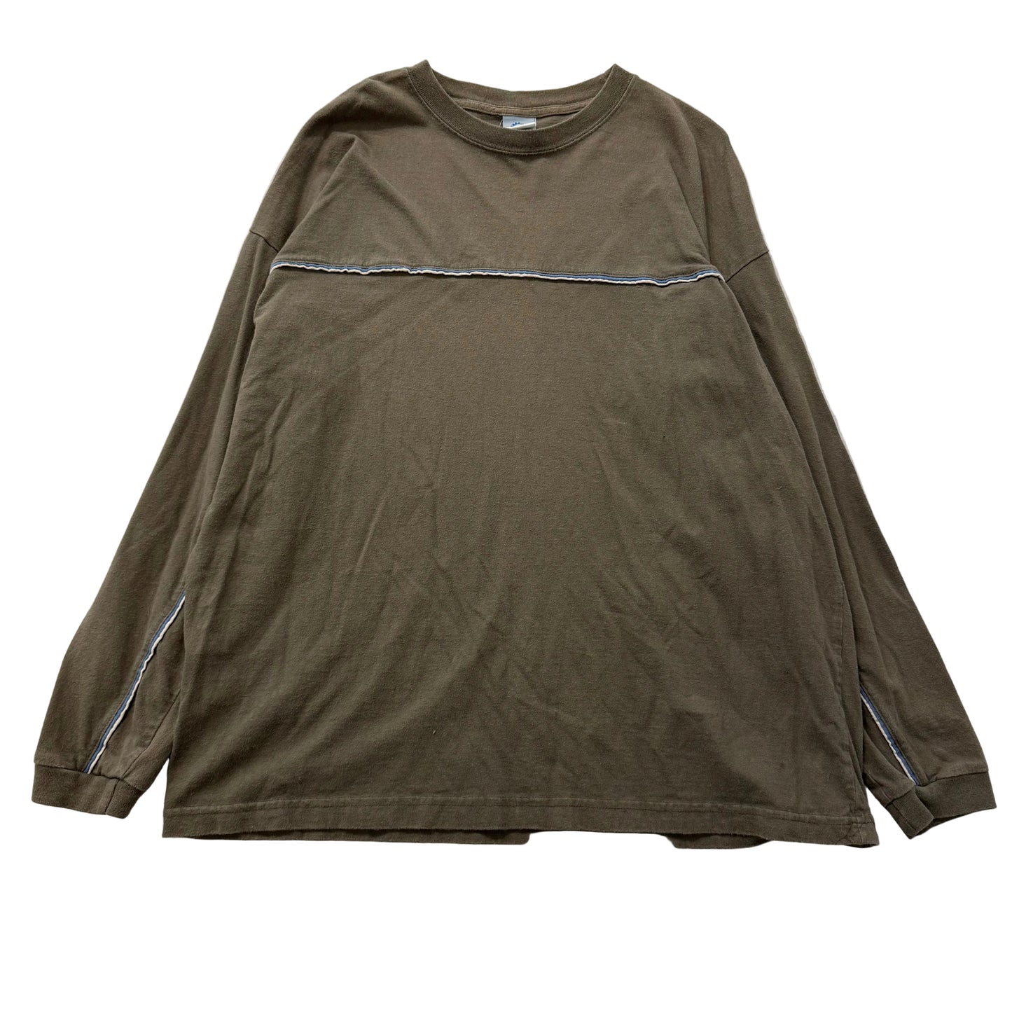 Utility Men's Olive Brown Cotton T-Shirt Long Sleeve Tee Drop Shoulders Size XL