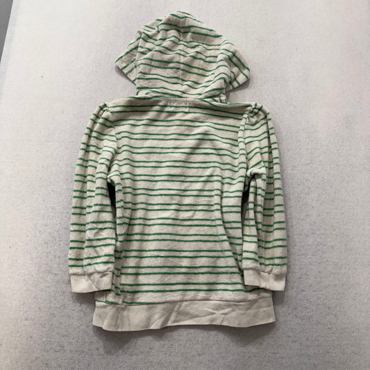 Juicy Couture Women's Cream Green Striped Terrycloth Zip Up Hoodies Logo Size M