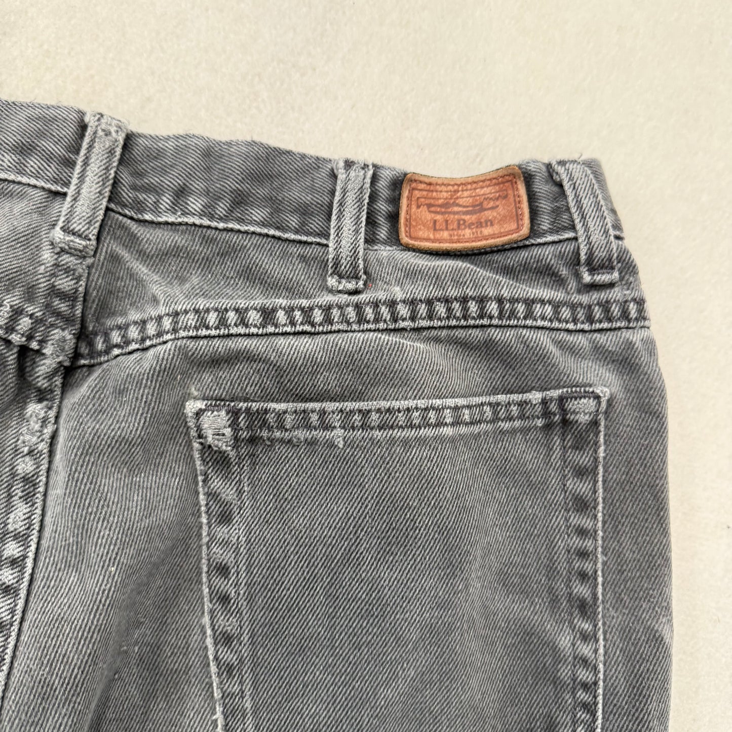 L.L.Bean Men's Washed Gray Denim Classic Fit Straight Leg Jeans Raw Hem Size 34
