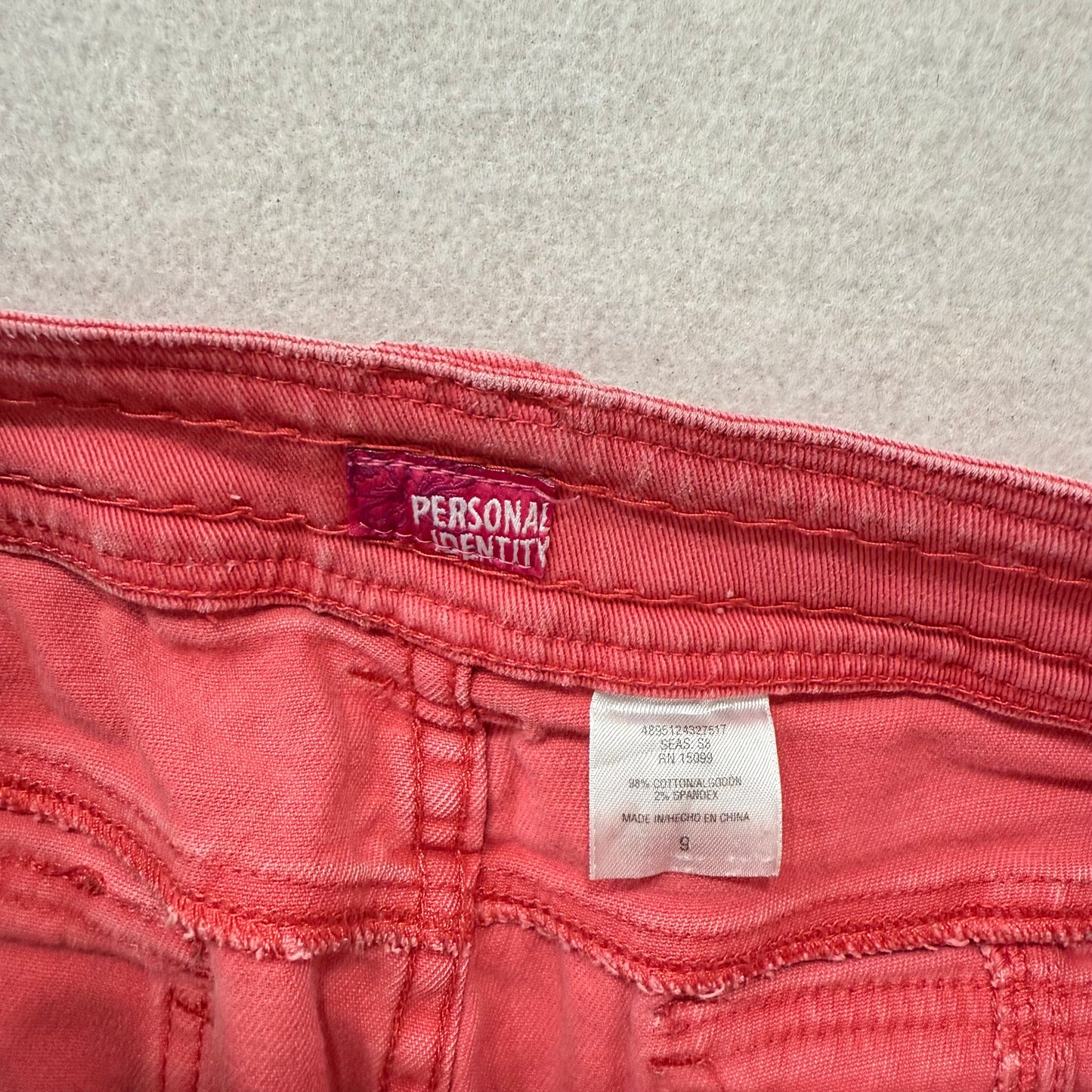 Personal Identity Dusty Rose Denim Shorts Rolled Cuff Button Pockets Size M