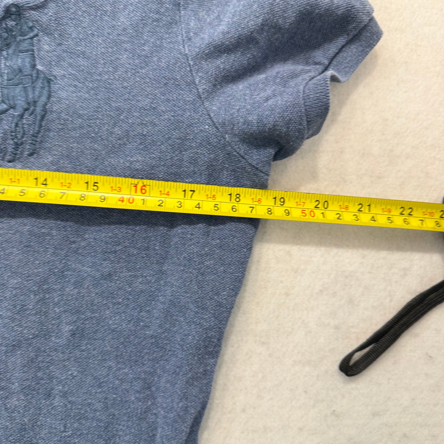 Ralph Lauren The Skinny Polo Women's Navy Cotton Polo Shirt Cap Sleeves Size L