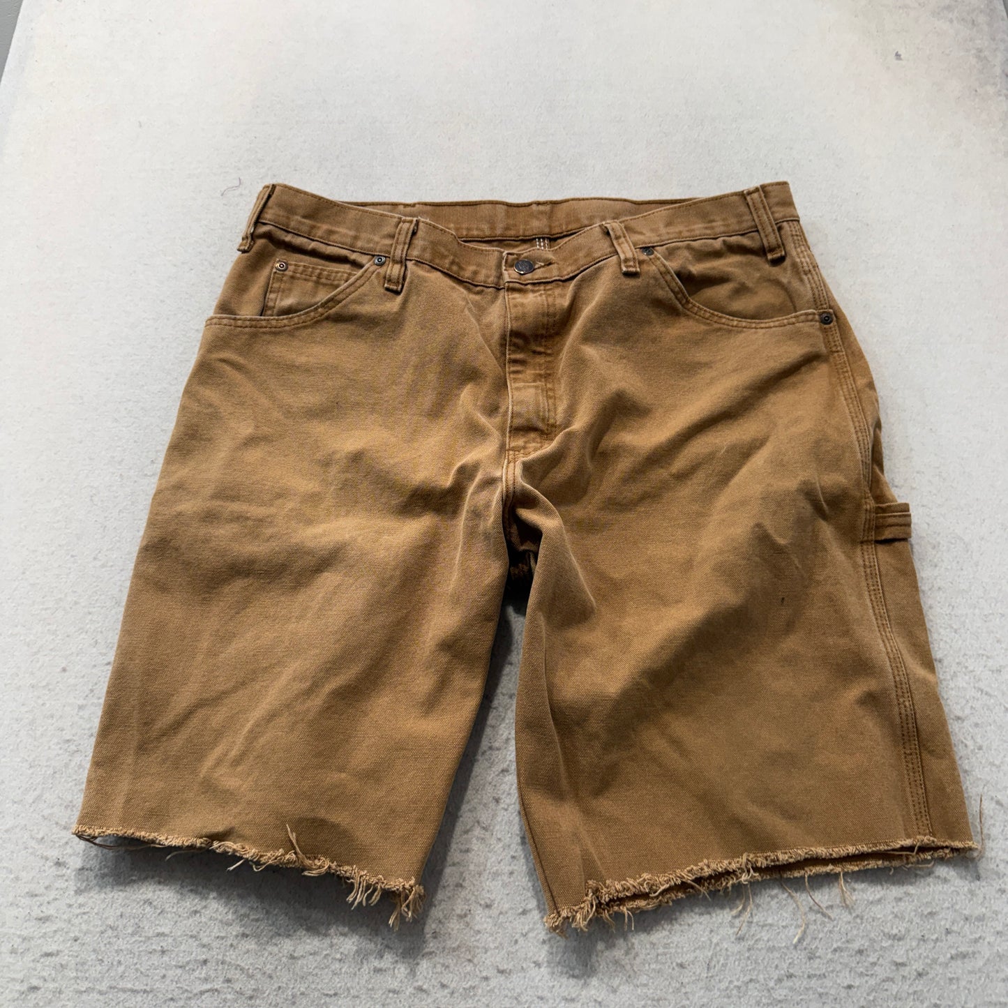 Dickies Men's Brown Cotton Cut-Off Carpenter Shorts Pockets Casual Size 36x32