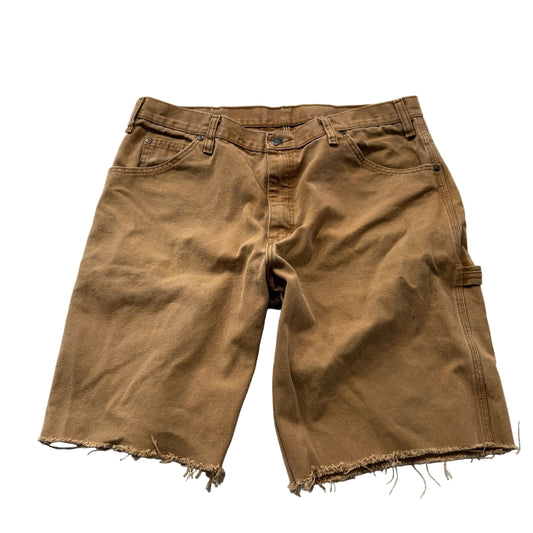 Dickies Men's Brown Cotton Cut-Off Carpenter Shorts Pockets Casual Size 36x32