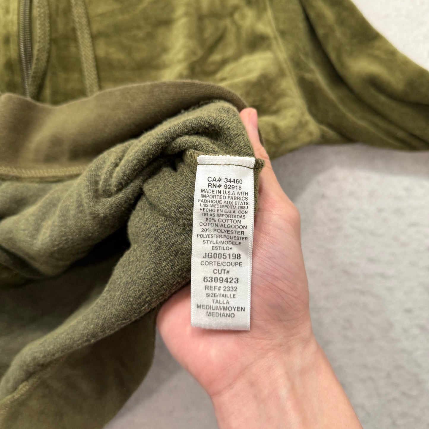Juicy Couture Women's Olive Green Velour Zip-Up Hoodie Drawstring Pockets Size M