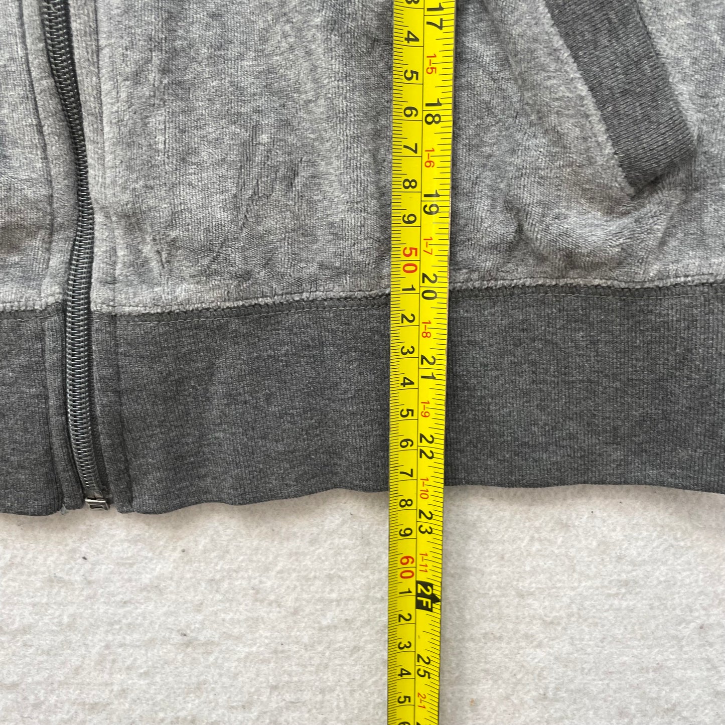 Victoria's Secret PINK 86 Tour Women Gray Velour Zip-Up Hoodie Loungewear Size M