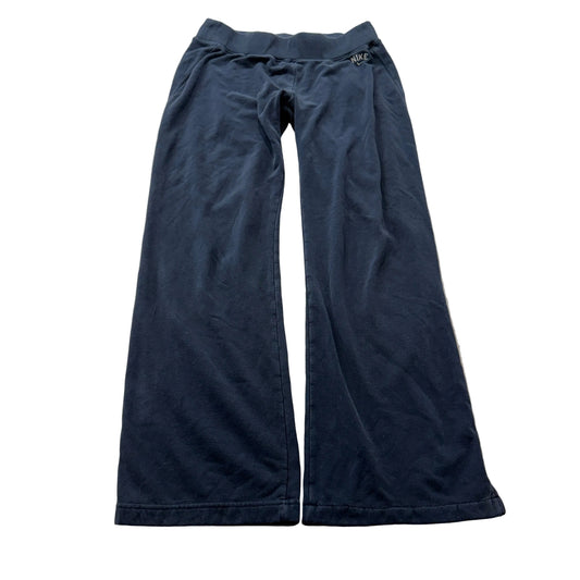 Nike Women's Navy Blue Wide Leg Sweatpants Drawstring Swoosh Logo Relaxed Size L
