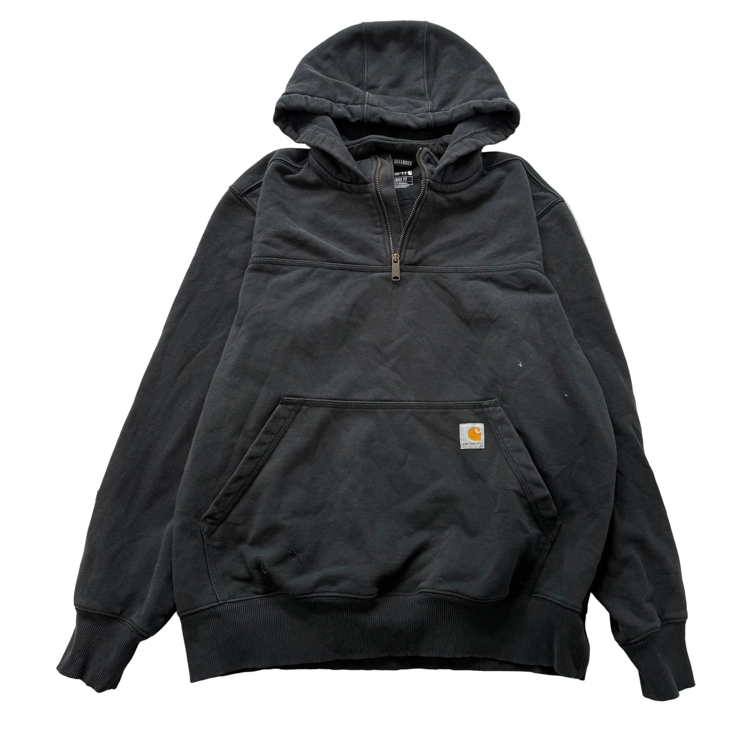 Carhartt Rain Defender Men's Gray Loose Fit Quarter Zip Hooded Sweatshirt Size L