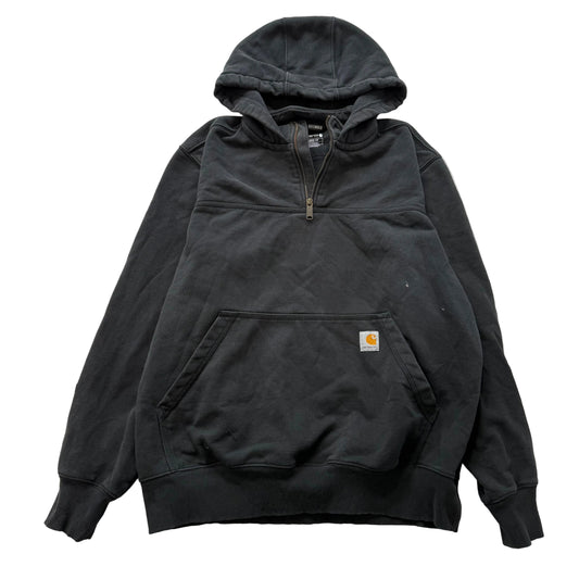 Carhartt Rain Defender Men's Gray Loose Fit Quarter Zip Hooded Sweatshirt Size L