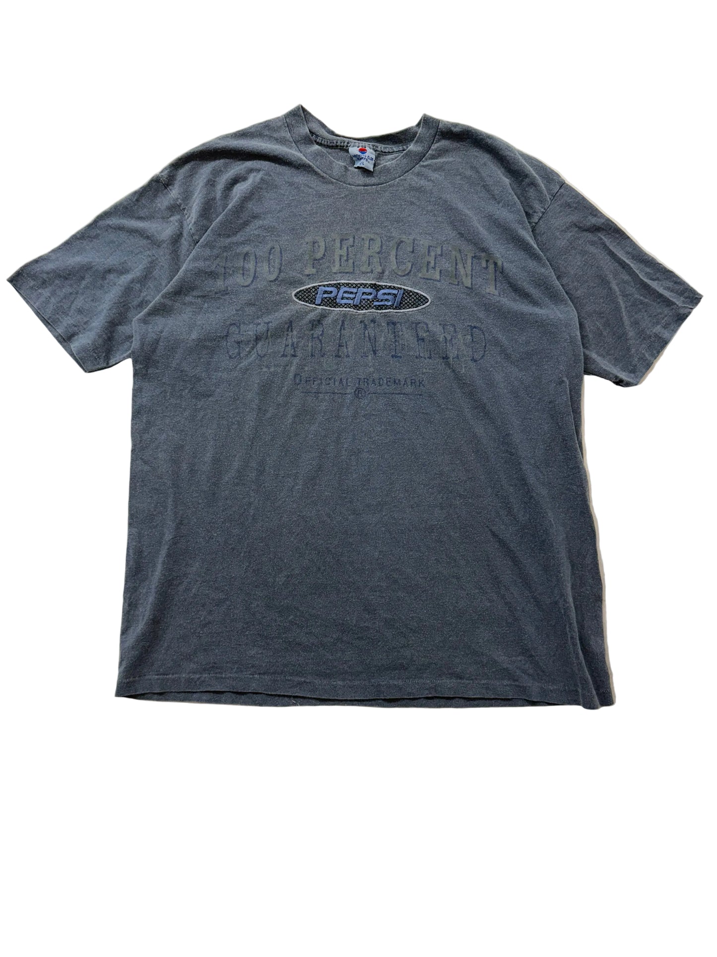 Pepsi Slate Greyish-Blue 100% Cotton T-Shirt Short Sleeves Crewneck Logo Size L