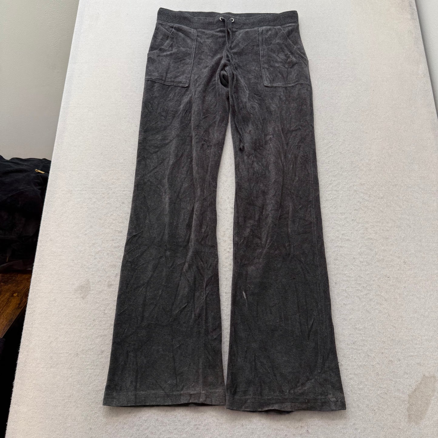 Juicy Couture Women's Charcoal Gray Velour Tracksuit Set Hoodie & Pants Size M
