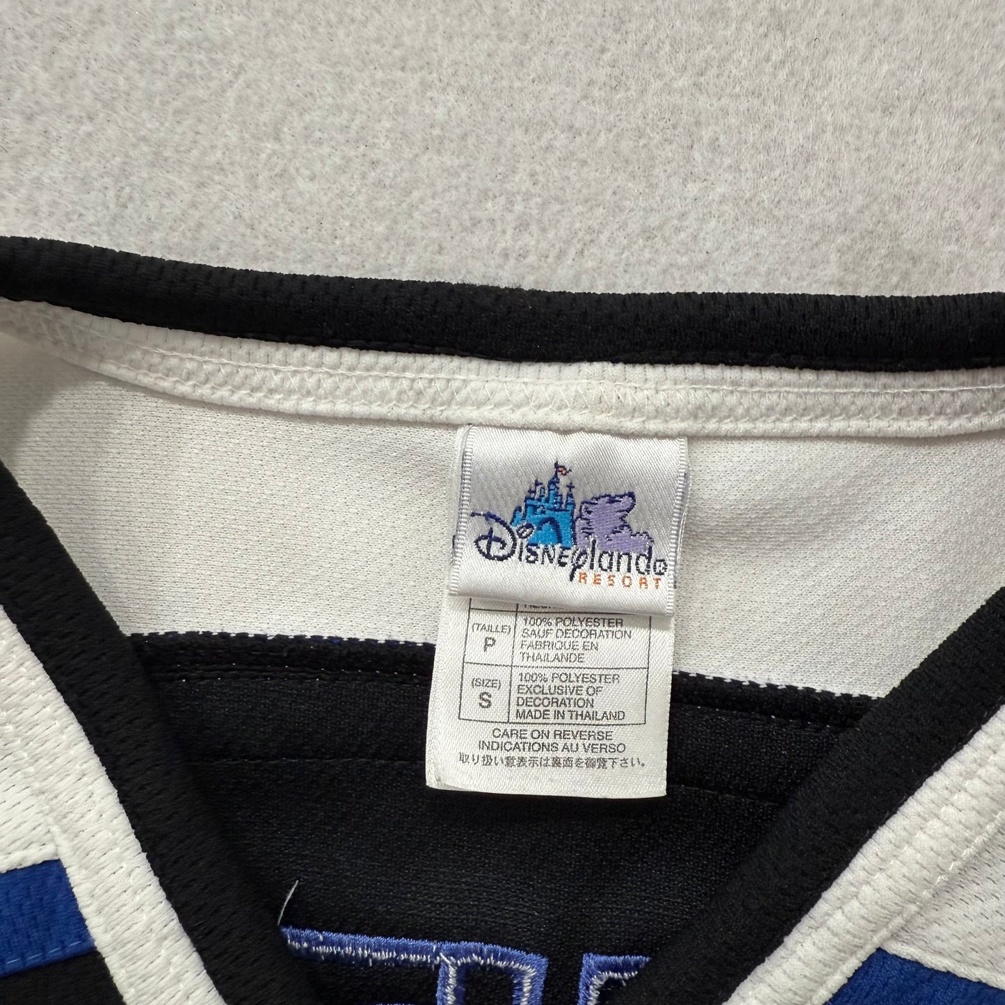 Vintage Disneyland Resort Pluto #K9 Kids Black Blue Icehounds Hockey Jersey Size S